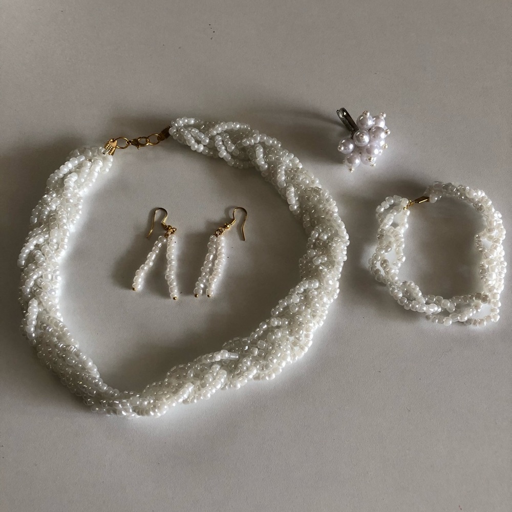 Faux White Pearl Set